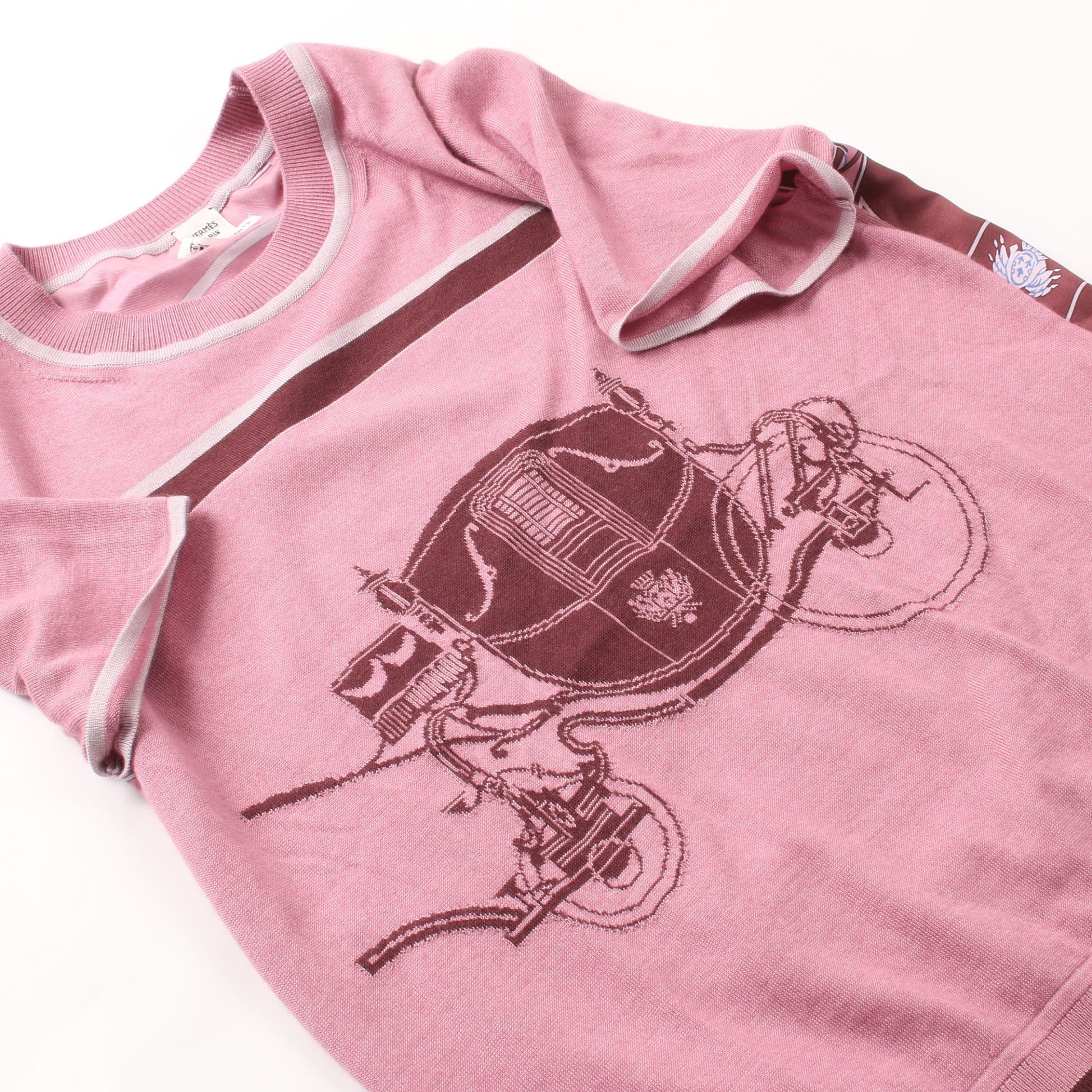ツイルレーヌ ex-libris Tシャツ シルク カシミヤ ピンクパープル エルメス トップス HERMES