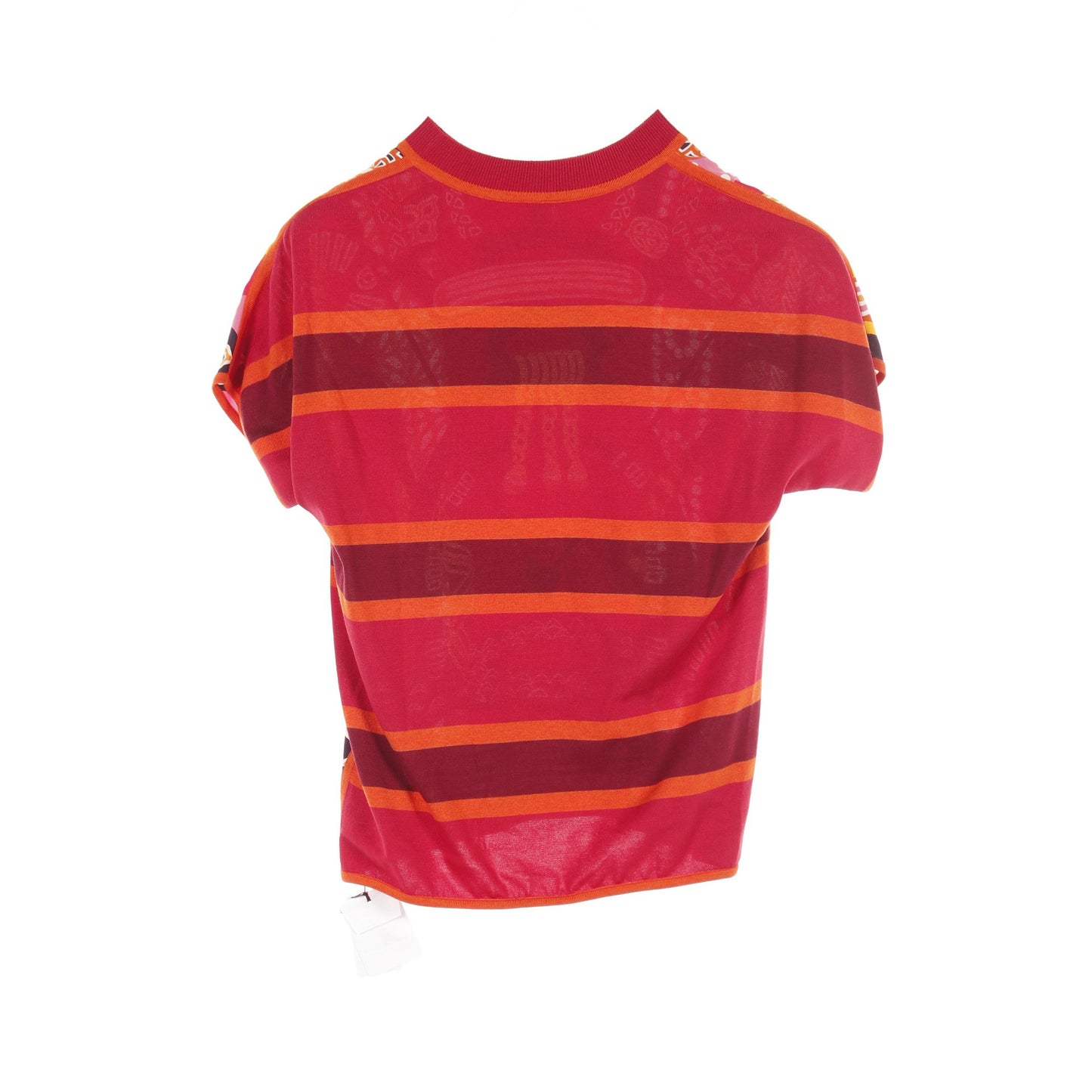 Fantaisie d'Etriers Tシャツ コットンツイル 切替 シルク コットン レッド マルチカラー エルメス トップス HERMES