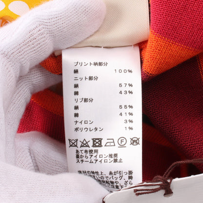 Fantaisie d'Etriers Tシャツ コットンツイル 切替 シルク コットン レッド マルチカラー エルメス トップス HERMES