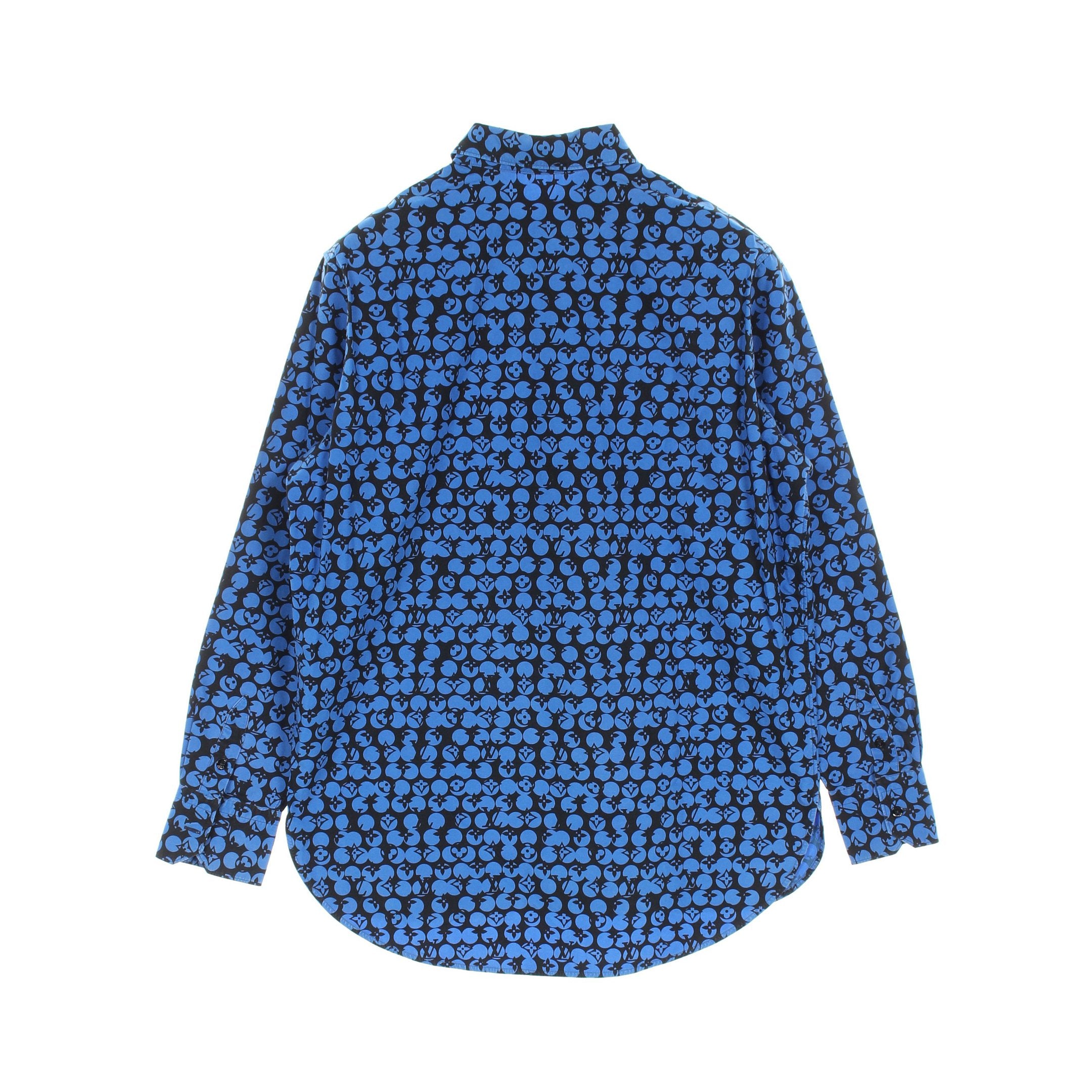 パーフォレーテッドモノグラム シャツ 長袖 コットン ブルー ブラック