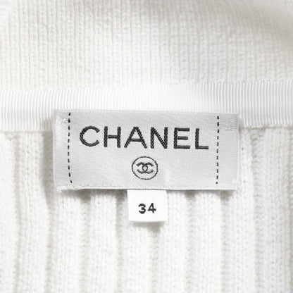 ココマークボタン ニットジャケット カーディガン コットン ホワイト シャネル トップス CHANEL