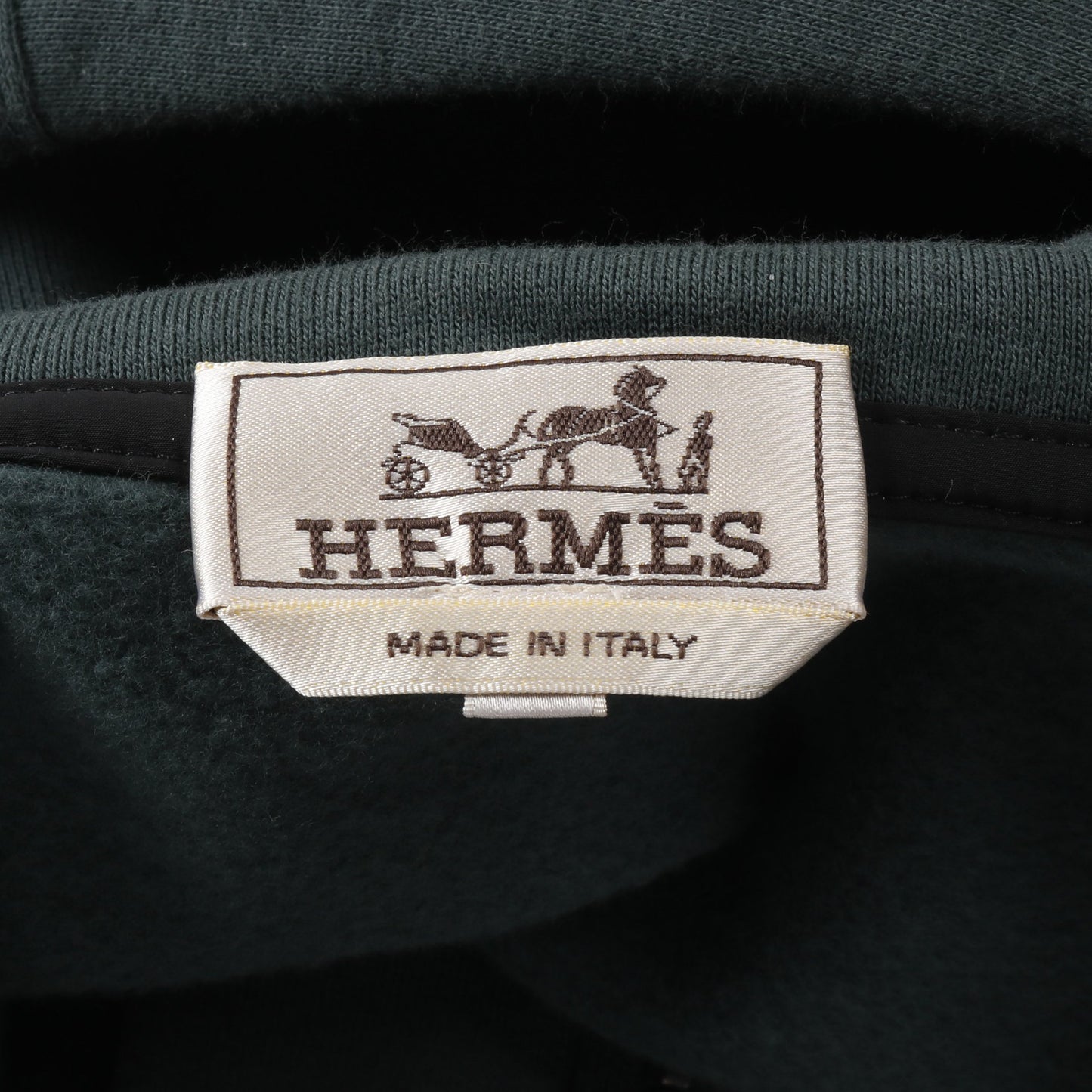ジップアップパーカー サイドライン コットン ナイロン グレーグリーン ブラック エルメス トップス HERMES