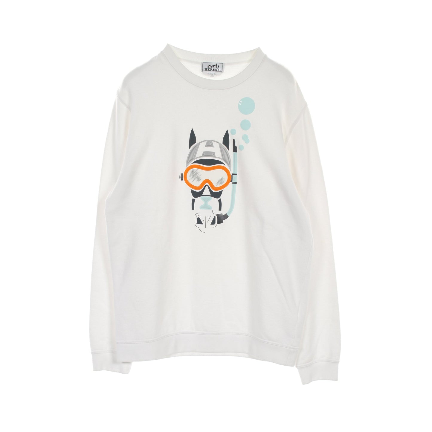 Scub'H トレーナー スウェットシャツ クルーネック コットン ホワイト エルメス トップス HERMES