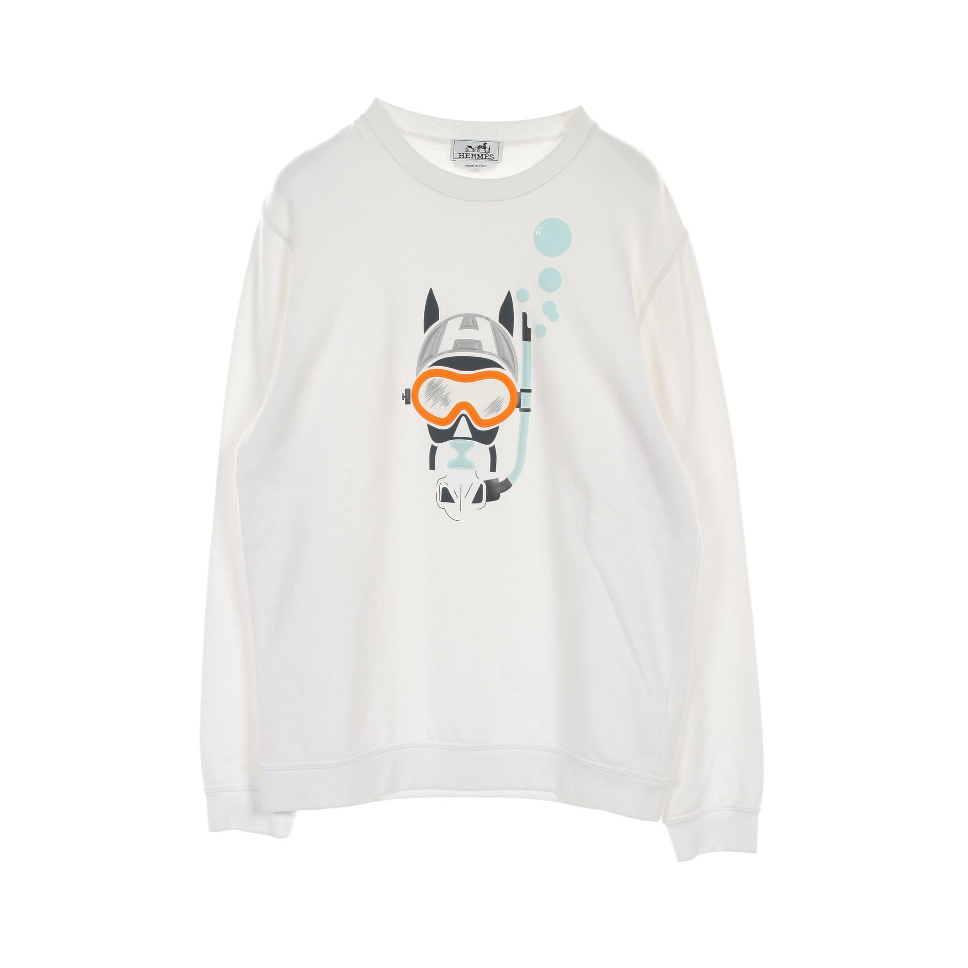 Scub'H トレーナー スウェットシャツ クルーネック コットン ホワイト エルメス トップス HERMES