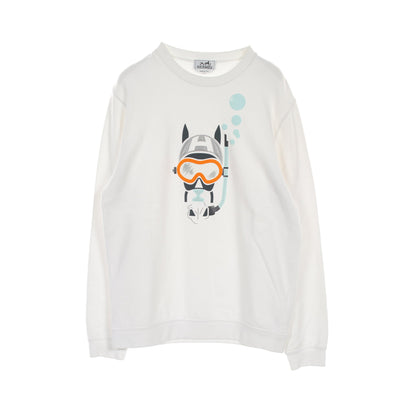 Scub'H トレーナー スウェットシャツ クルーネック コットン ホワイト エルメス トップス HERMES