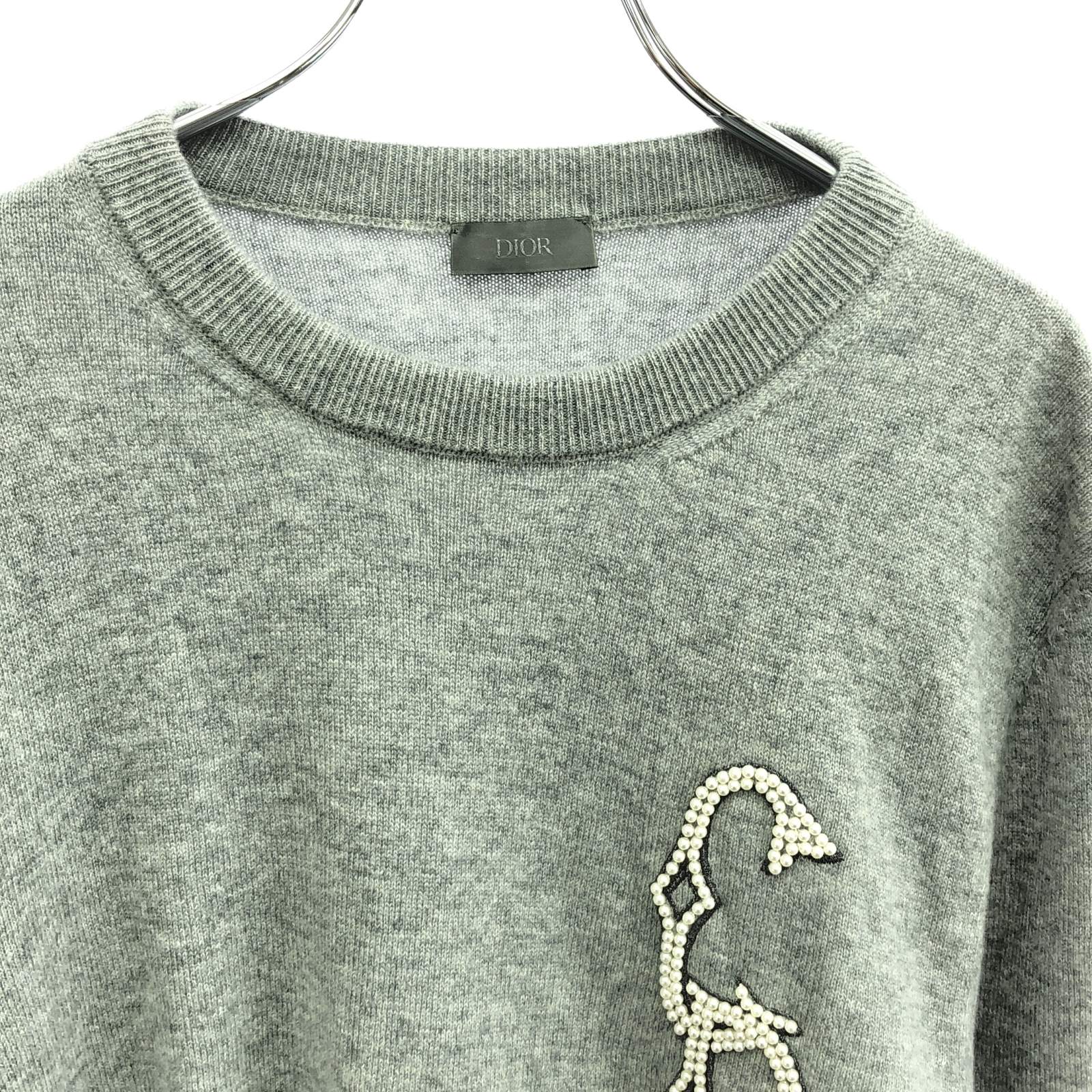 Dior ロゴ入り グレー 長袖ニット Dior ロゴ入り グレー 長袖ニット Christian Dior グレー