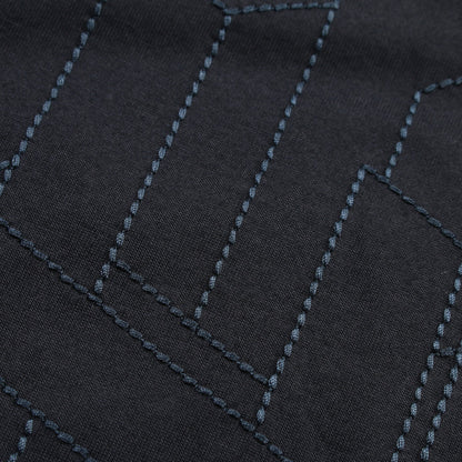 H 3D エンブロイダリー Tシャツ クルーネック コットン ネイビー エルメス トップス HERMES