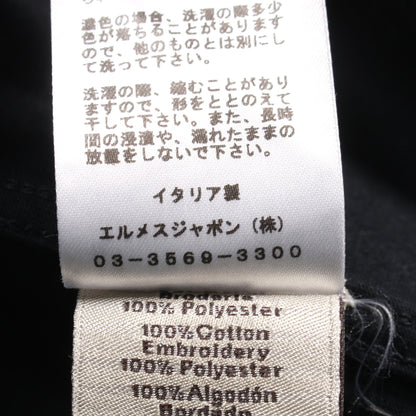 H 3D エンブロイダリー Tシャツ クルーネック コットン ネイビー エルメス トップス HERMES