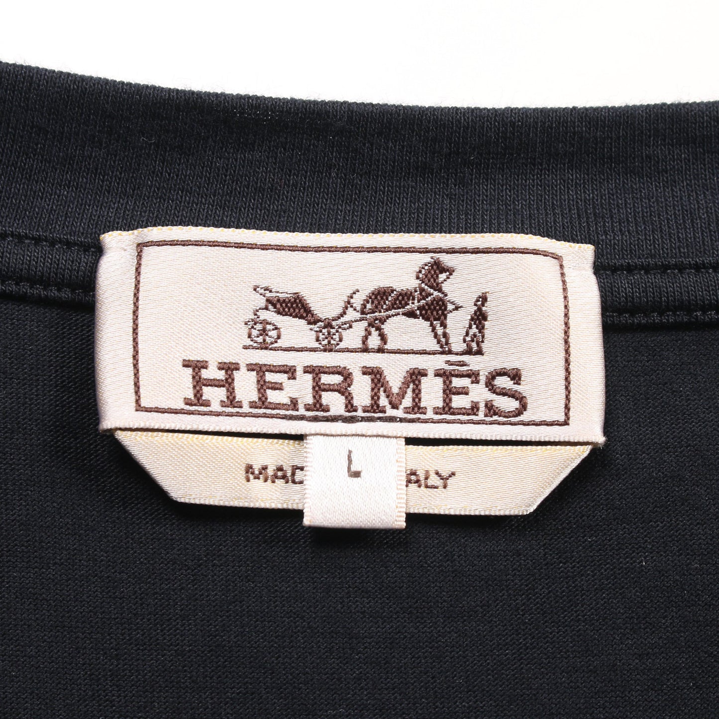 H 3D エンブロイダリー Tシャツ クルーネック コットン ネイビー エルメス トップス HERMES