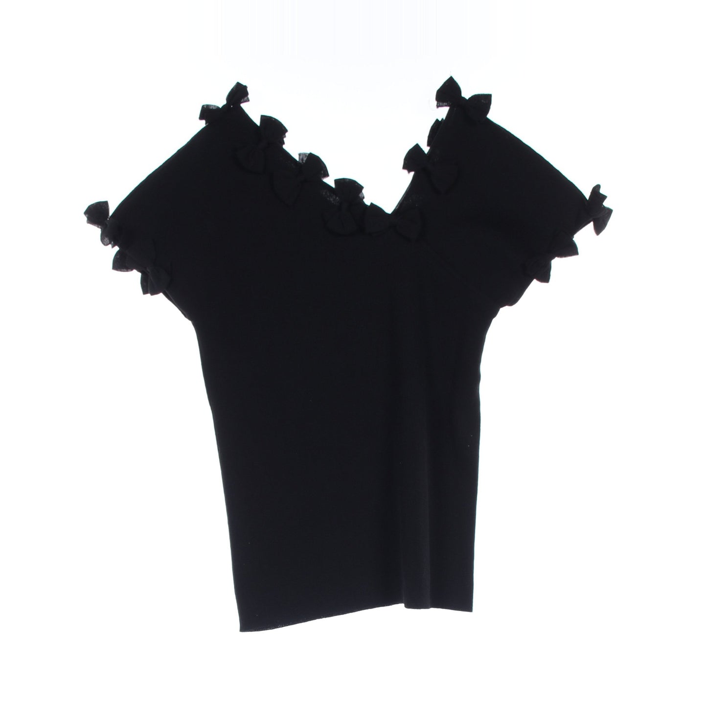 カットソー コットン ナイロン ブラック リボン 09P シャネル トップス CHANEL