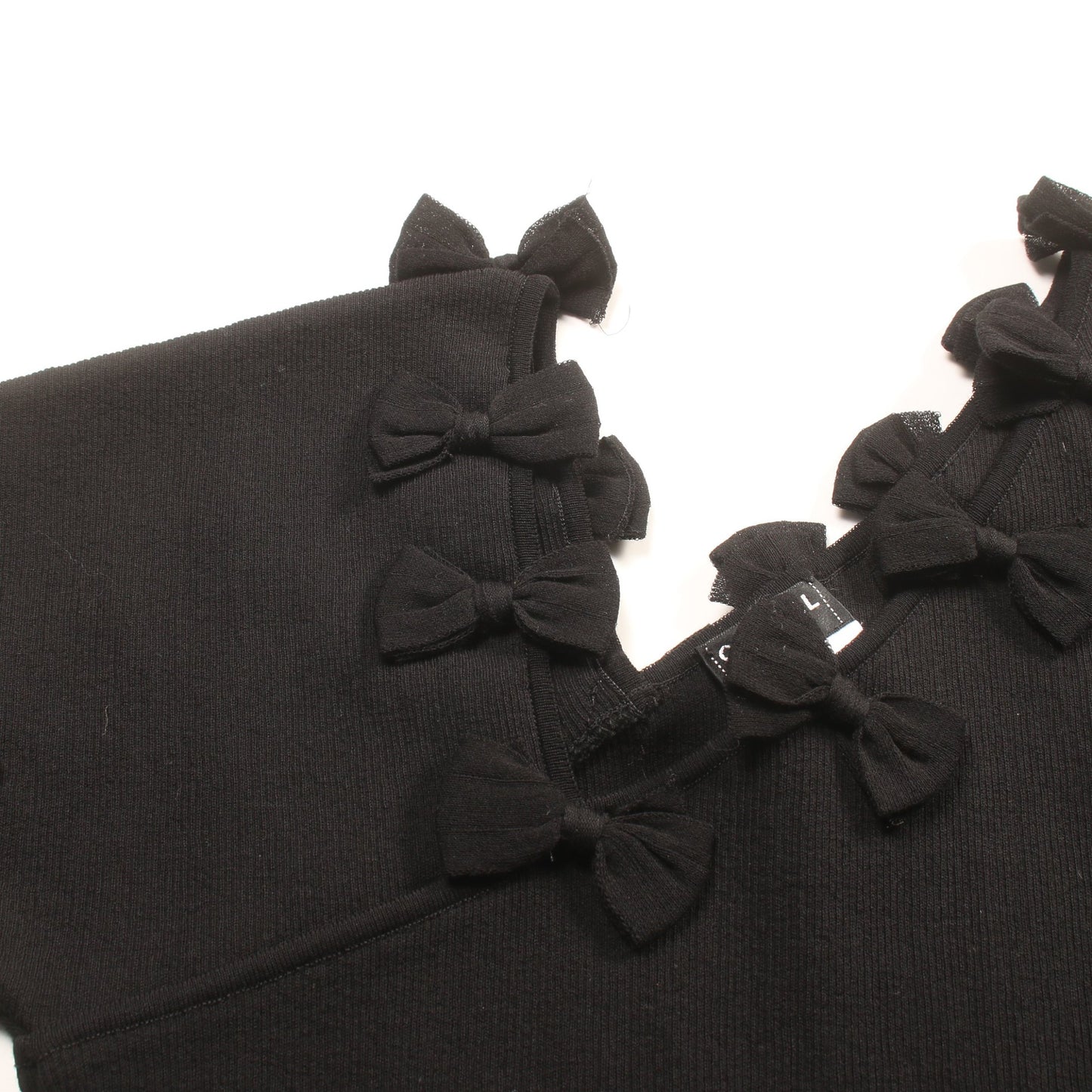 カットソー コットン ナイロン ブラック リボン 09P シャネル トップス CHANEL