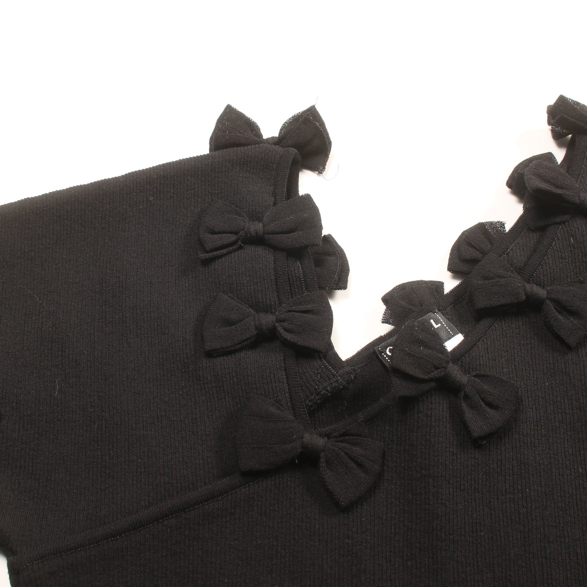 カットソー コットン ナイロン ブラック リボン 09P シャネル トップス CHANEL