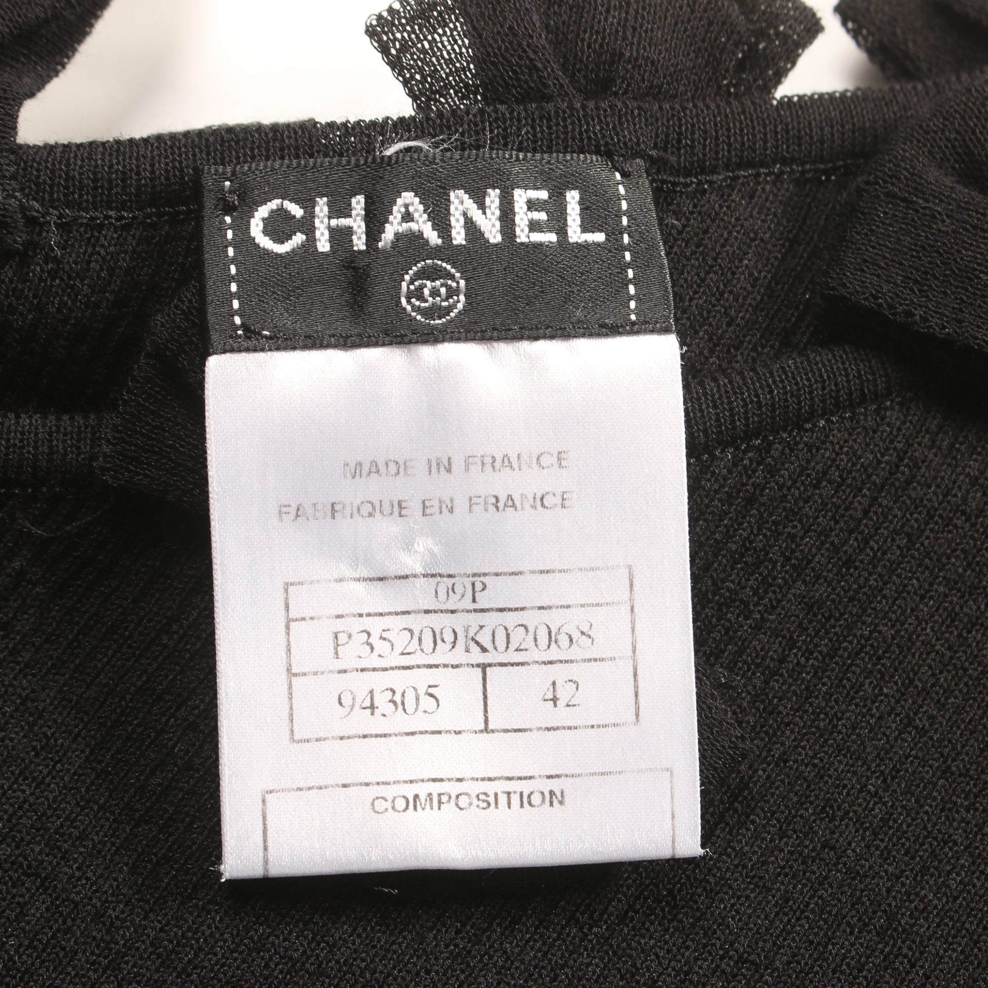 カットソー コットン ナイロン ブラック リボン 09P シャネル トップス CHANEL