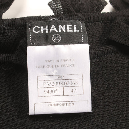 カットソー コットン ナイロン ブラック リボン 09P シャネル トップス CHANEL