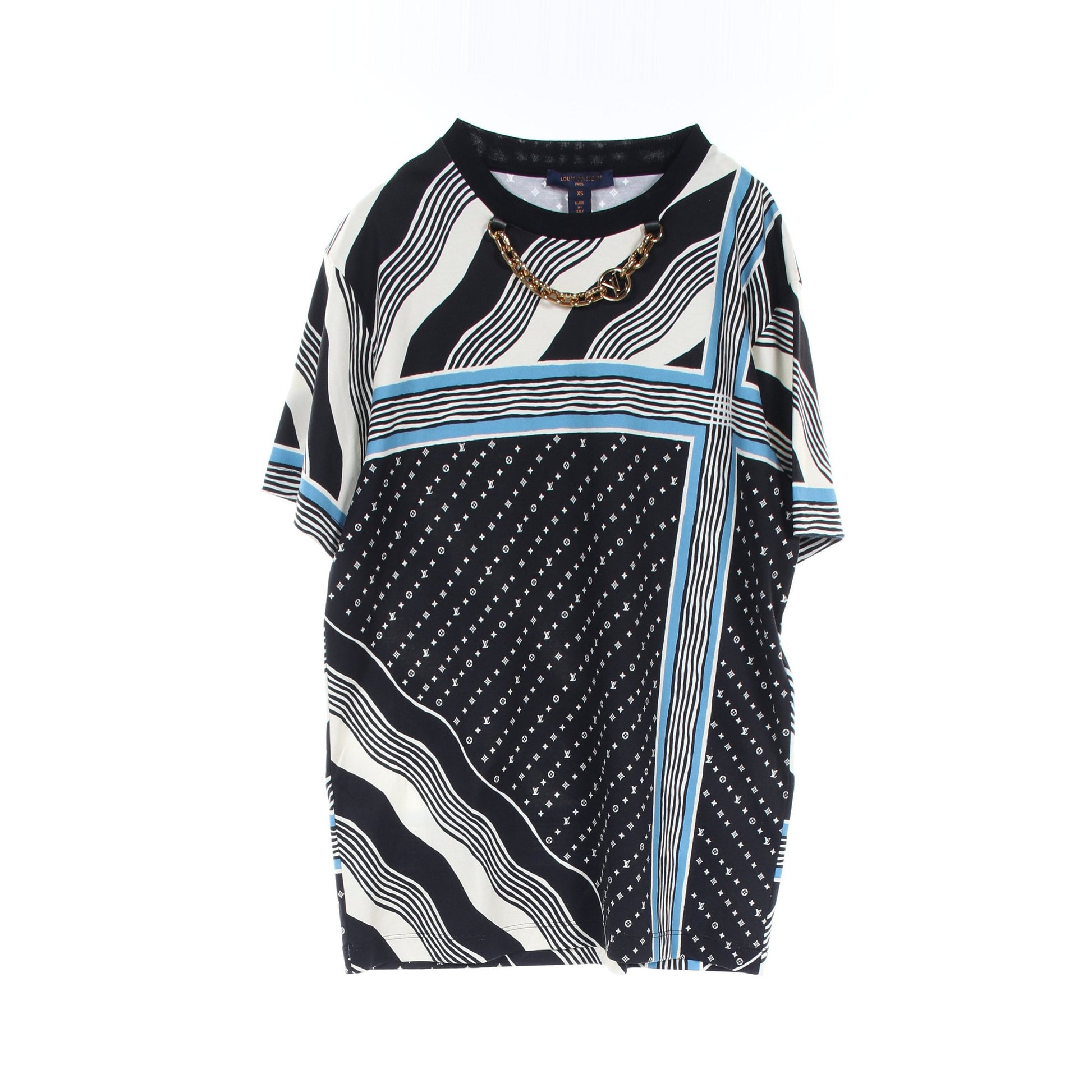 LVチェーン コントラストトリム モノグラム Tシャツ クルーネック 