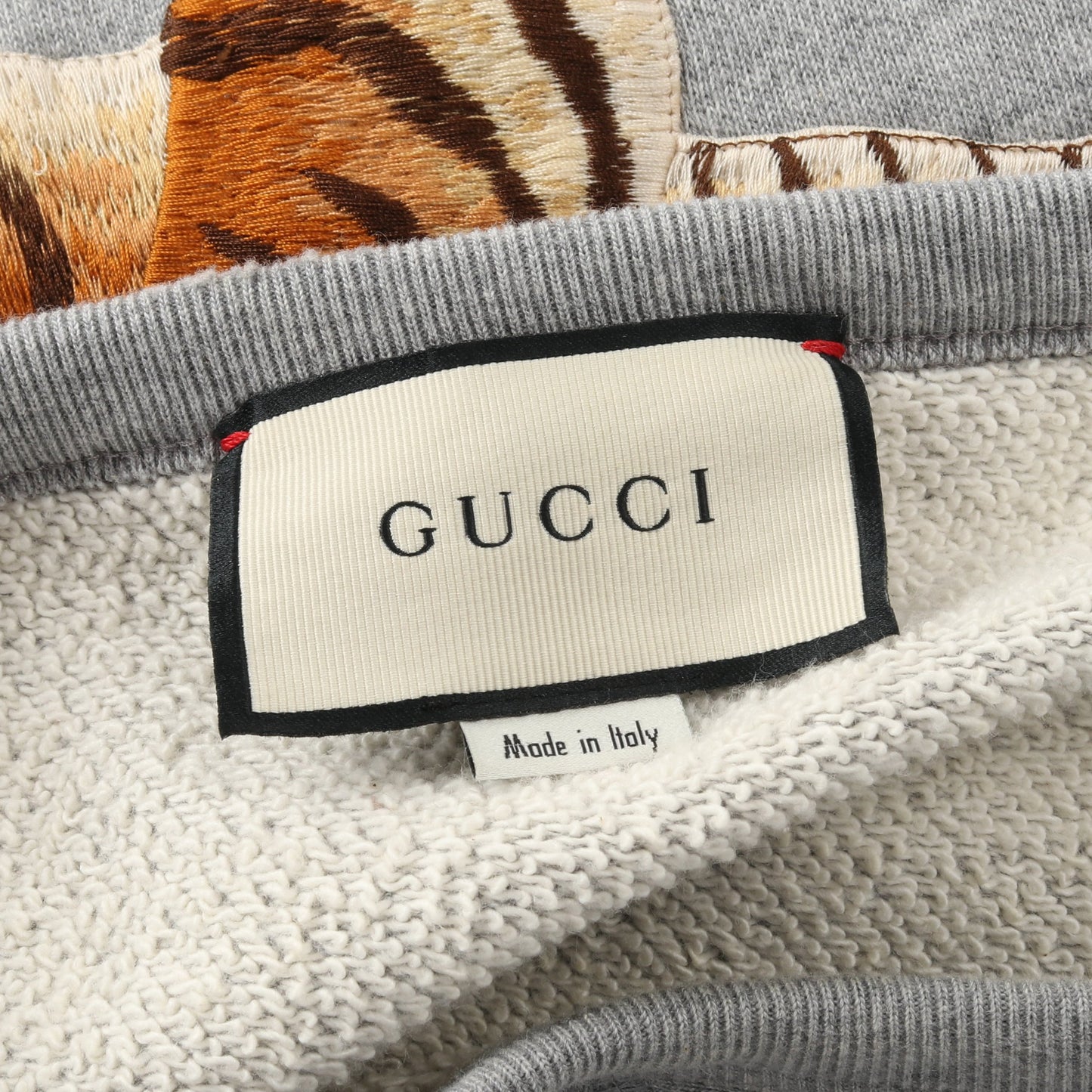 ヴィンテージロゴ タイガー スウェットシャツ トップス 長袖 コットン グレー ラメ ダメージ加工 グッチ トップス GUCCI
