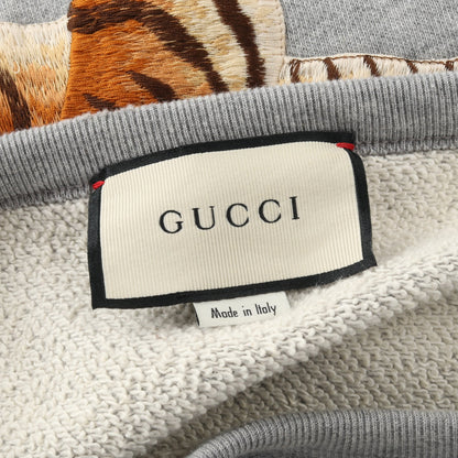 ヴィンテージロゴ タイガー スウェットシャツ トップス 長袖 コットン グレー ラメ ダメージ加工 グッチ トップス GUCCI