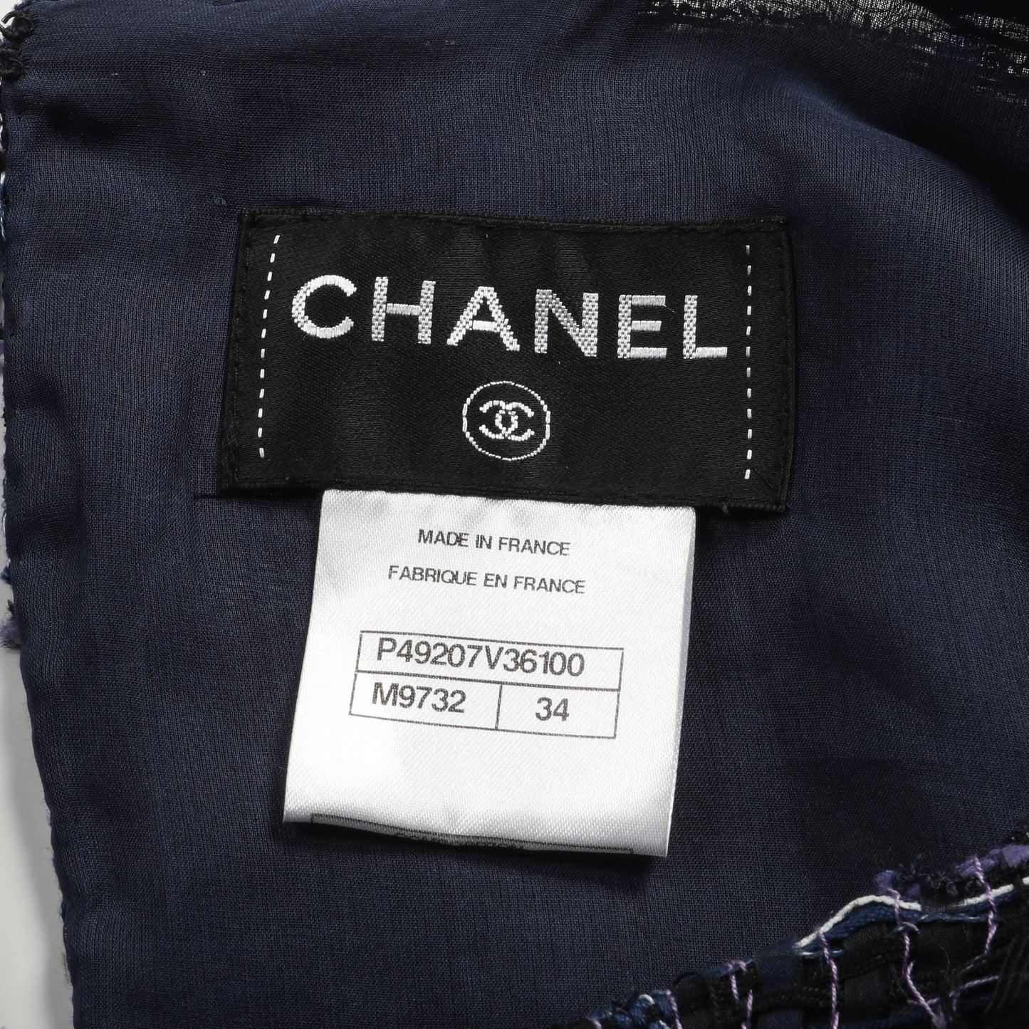 ココマーク ツイード ワンピース ノースリーブ コットン シルク ネイビー マルチカラー シャネル ワンピース CHANEL