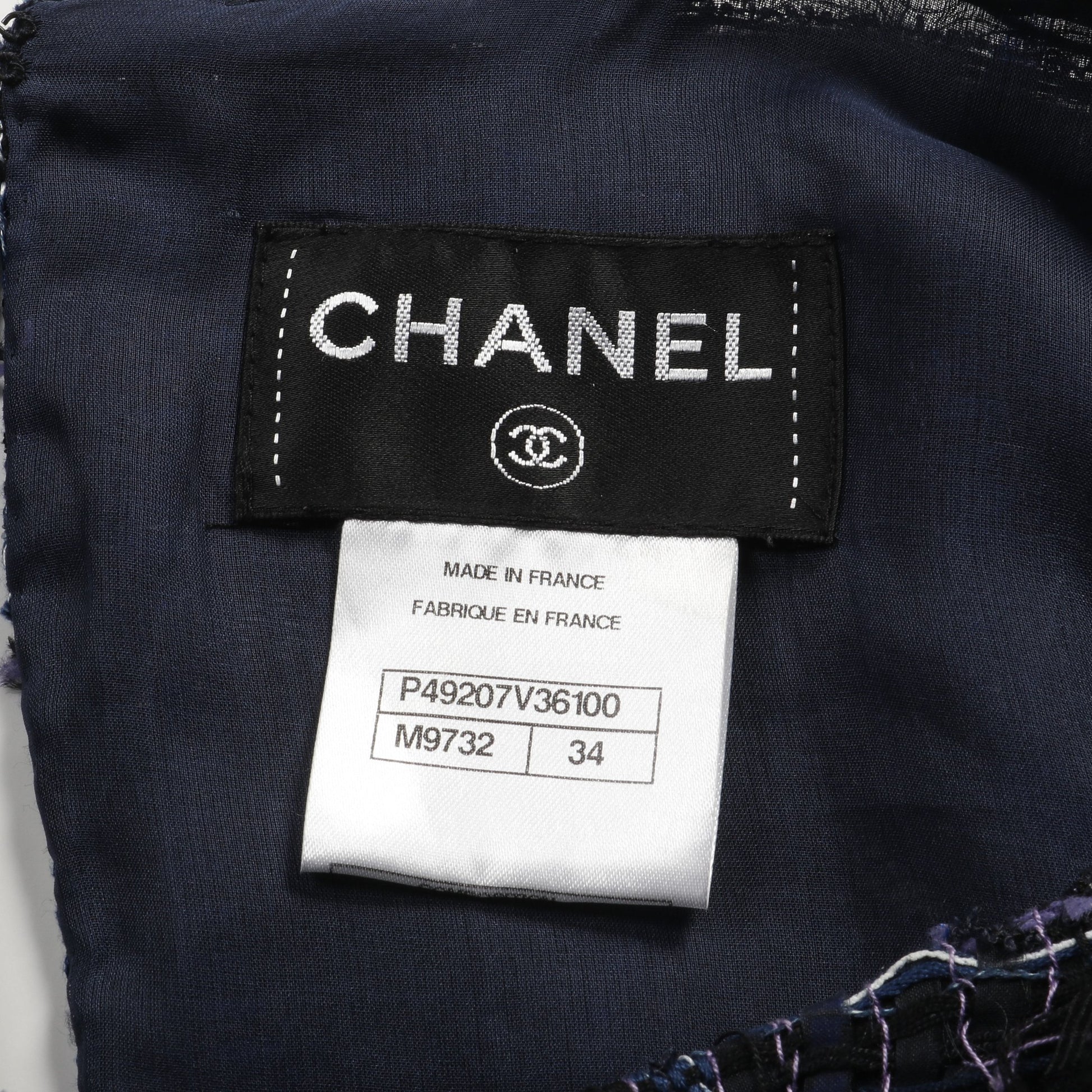 ココマーク ツイード ワンピース ノースリーブ コットン シルク ネイビー マルチカラー シャネル ワンピース CHANEL