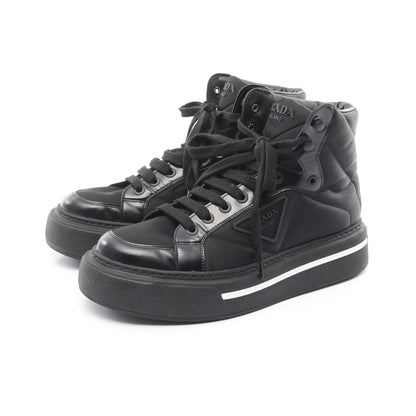 Re-Nylon マクロ ハイトップ ハイカットスニーカー ナイロン レザー ブラック プラダ シューズ PRADA