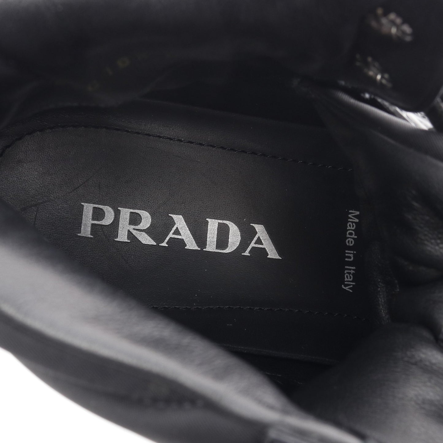 Re-Nylon マクロ ハイトップ ハイカットスニーカー ナイロン レザー ブラック プラダ シューズ PRADA