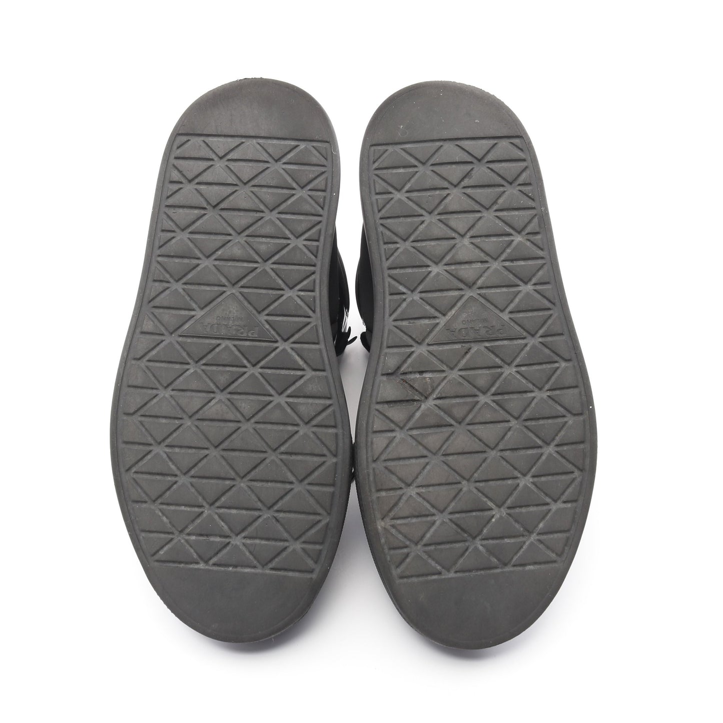 Re-Nylon マクロ ハイトップ ハイカットスニーカー ナイロン レザー ブラック プラダ シューズ PRADA