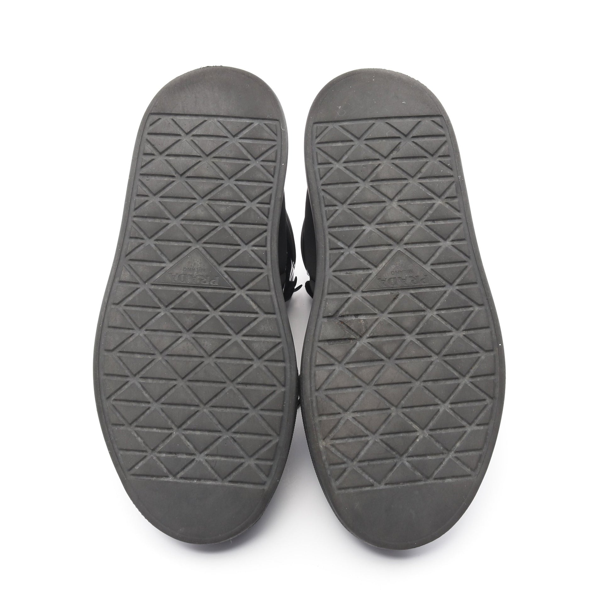 Re-Nylon マクロ ハイトップ ハイカットスニーカー ナイロン レザー ブラック プラダ シューズ PRADA