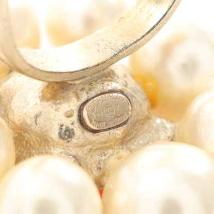 ココマーク リング 指輪 GP フェイクパール ラインストーン ゴールド オフホワイト オレンジ A14K シャネル アクセサリー CHANEL