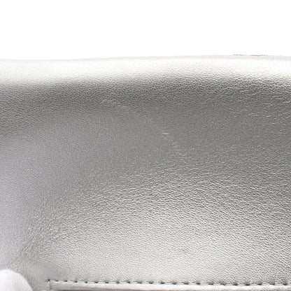 マトラッセ Wフラップ Wチェーンショルダーバッグ ネコ柄 ナイロン ラムスキン ネイビー グレー シルバー シルバー金具 シャネル バッグ CHANEL