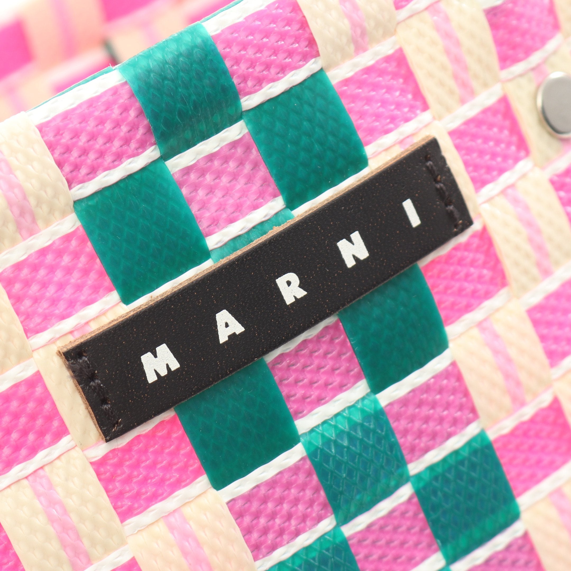 ウーブン かごバッグ ハンドバッグ ポリプロピレン レザー ピンク