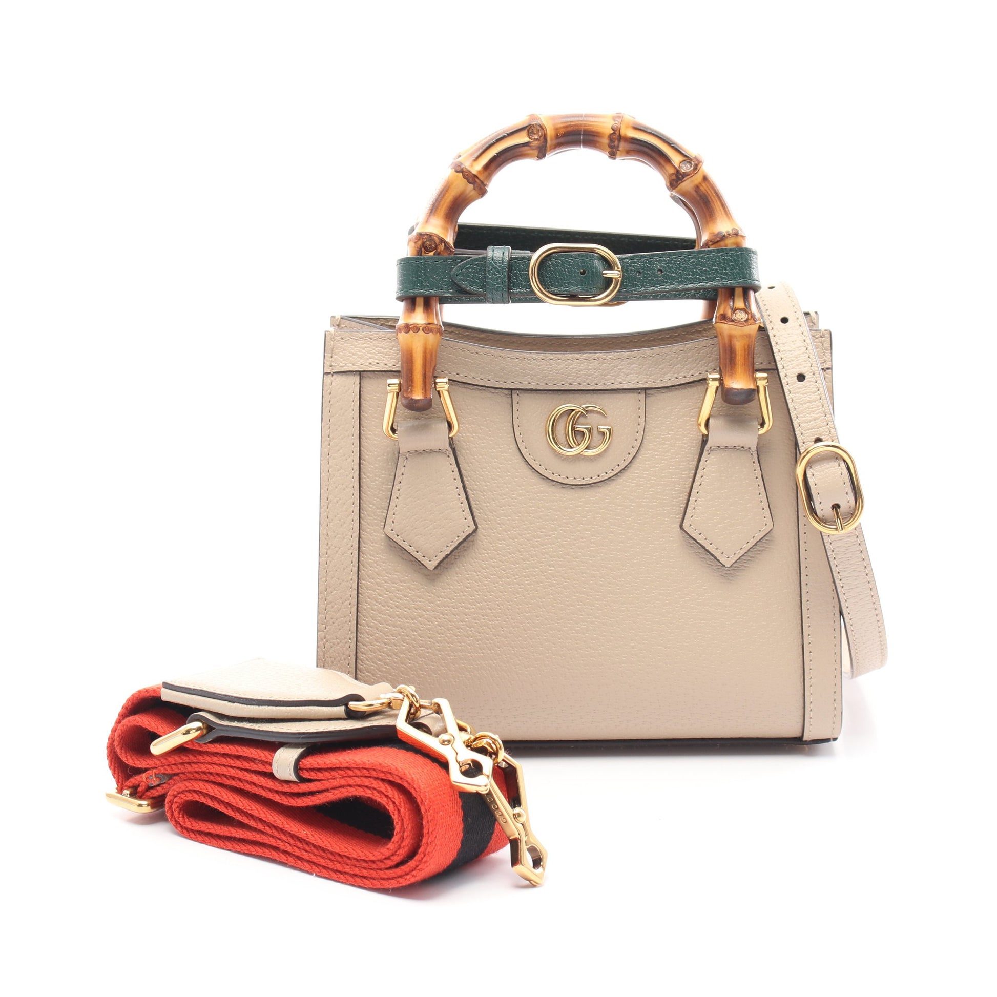 ダイアナ ミニ バンブー ハンドバッグ トートバッグ レザー グレーベージュ 2WAY グッチ バッグ GUCCI