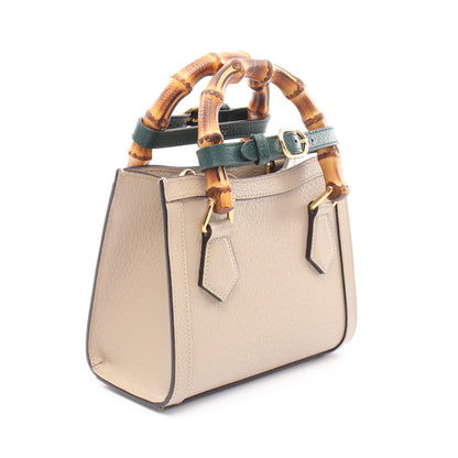 ダイアナ ミニ バンブー ハンドバッグ トートバッグ レザー グレーベージュ 2WAY グッチ バッグ GUCCI