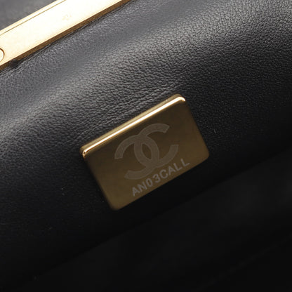 マトラッセ チェーンショルダーバッグ ラインストーン フェイクパール ラムスキン ブラック ゴールド金具 シャネル バッグ CHANEL
