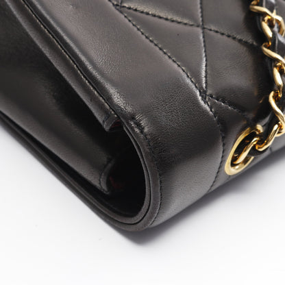 マトラッセ ダイアナフラップ チェーンショルダーバッグ ラムスキン ブラック ゴールド金具 シャネル バッグ CHANEL