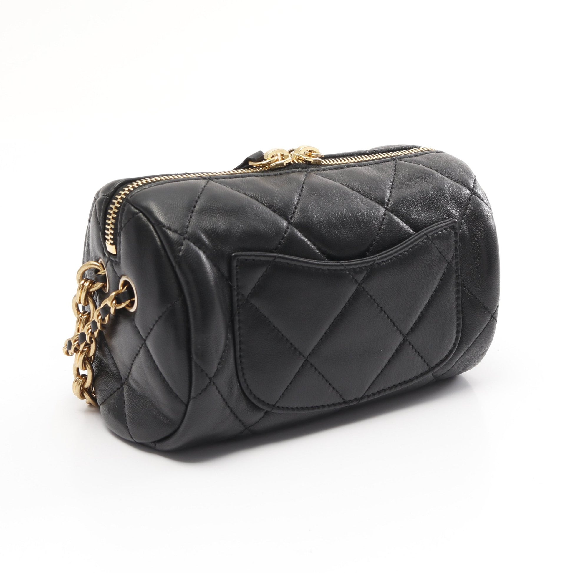 ミニ ボーリング バッグ マトラッセ チェーンショルダーバッグ ラムスキン ブラック ゴールド金具 シャネル バッグ CHANEL