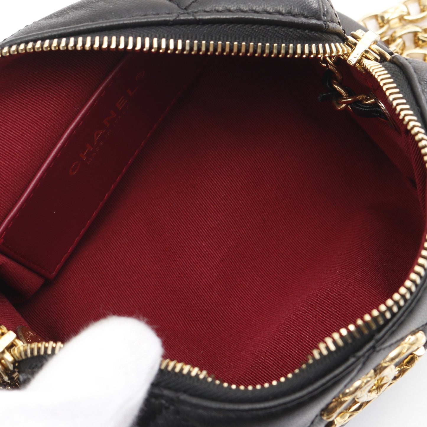 ミニ ボーリング バッグ マトラッセ チェーンショルダーバッグ ラムスキン ブラック ゴールド金具 シャネル バッグ CHANEL