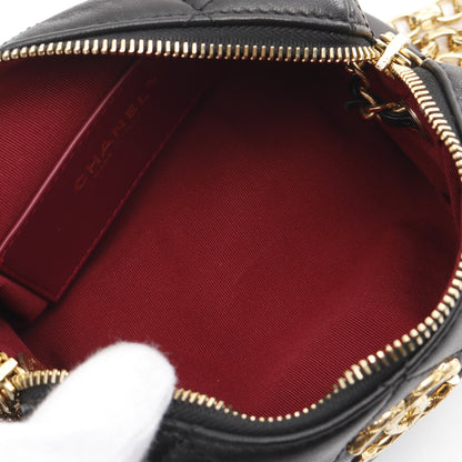 ミニ ボーリング バッグ マトラッセ チェーンショルダーバッグ ラムスキン ブラック ゴールド金具 シャネル バッグ CHANEL