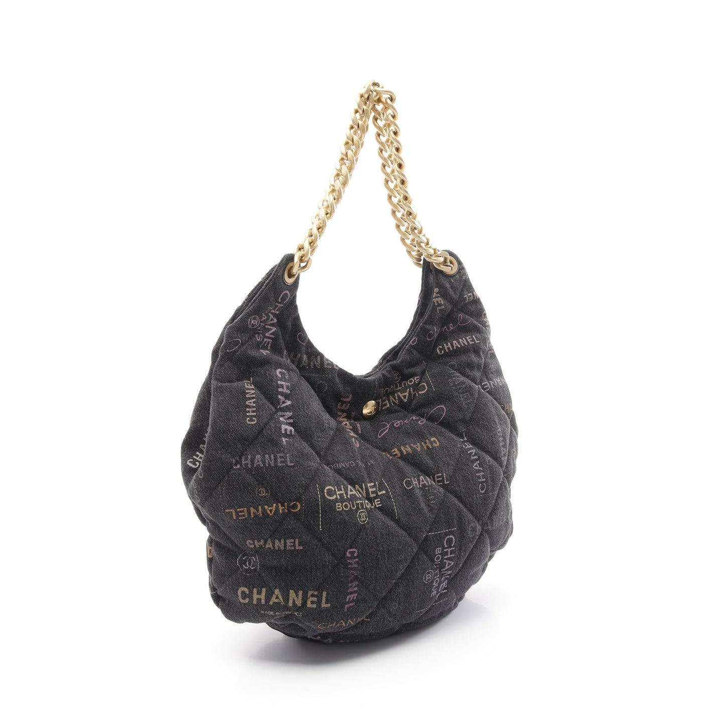 マトラッセ ホーボー ショルダーバッグ デニム ブラック マルチカラー ゴールド金具 シャネル バッグ CHANEL