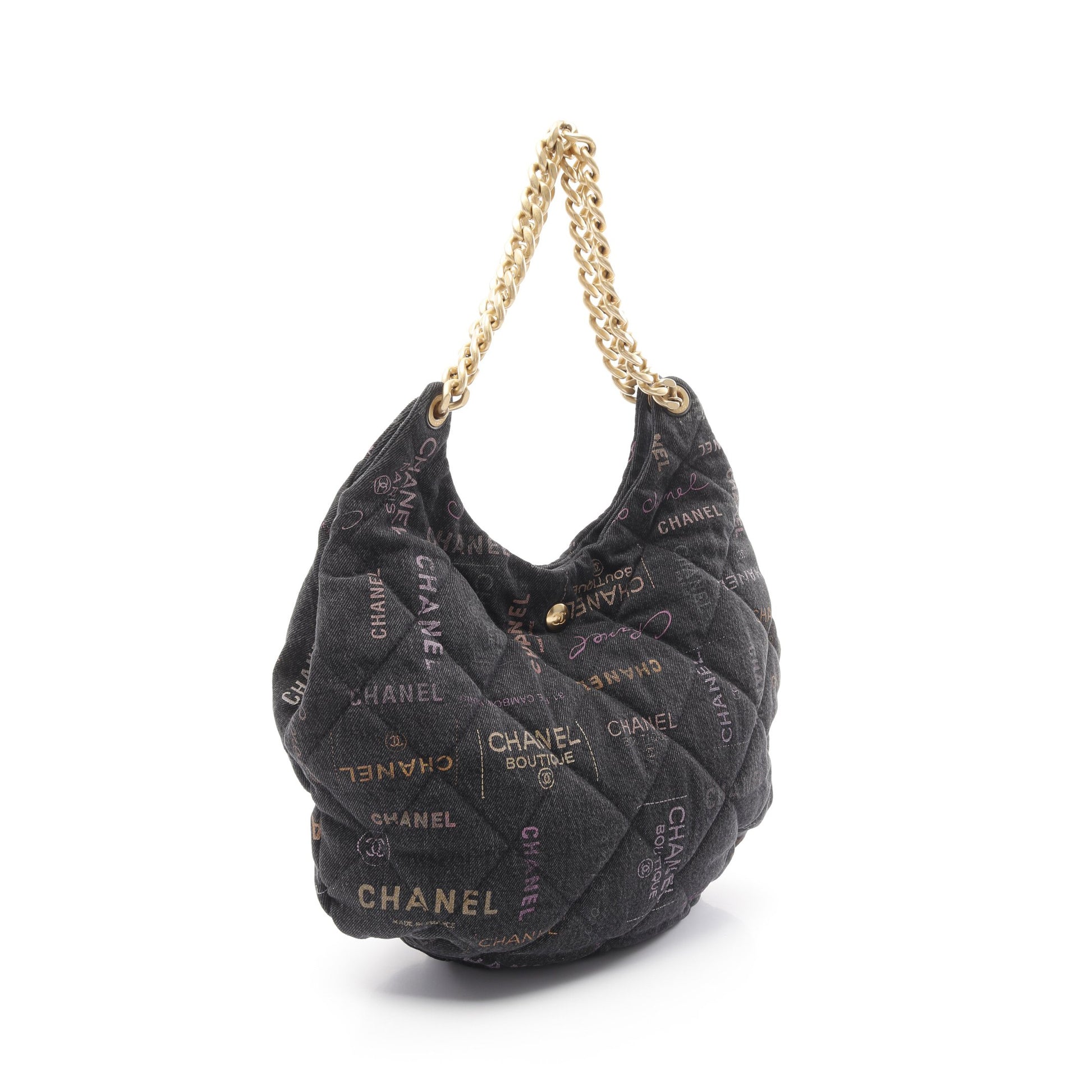 マトラッセ ホーボー ショルダーバッグ デニム ブラック マルチカラー ゴールド金具 シャネル バッグ CHANEL