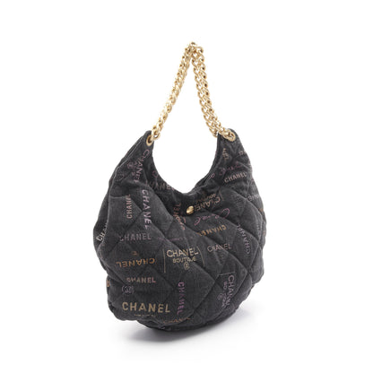マトラッセ ホーボー ショルダーバッグ デニム ブラック マルチカラー ゴールド金具 シャネル バッグ CHANEL