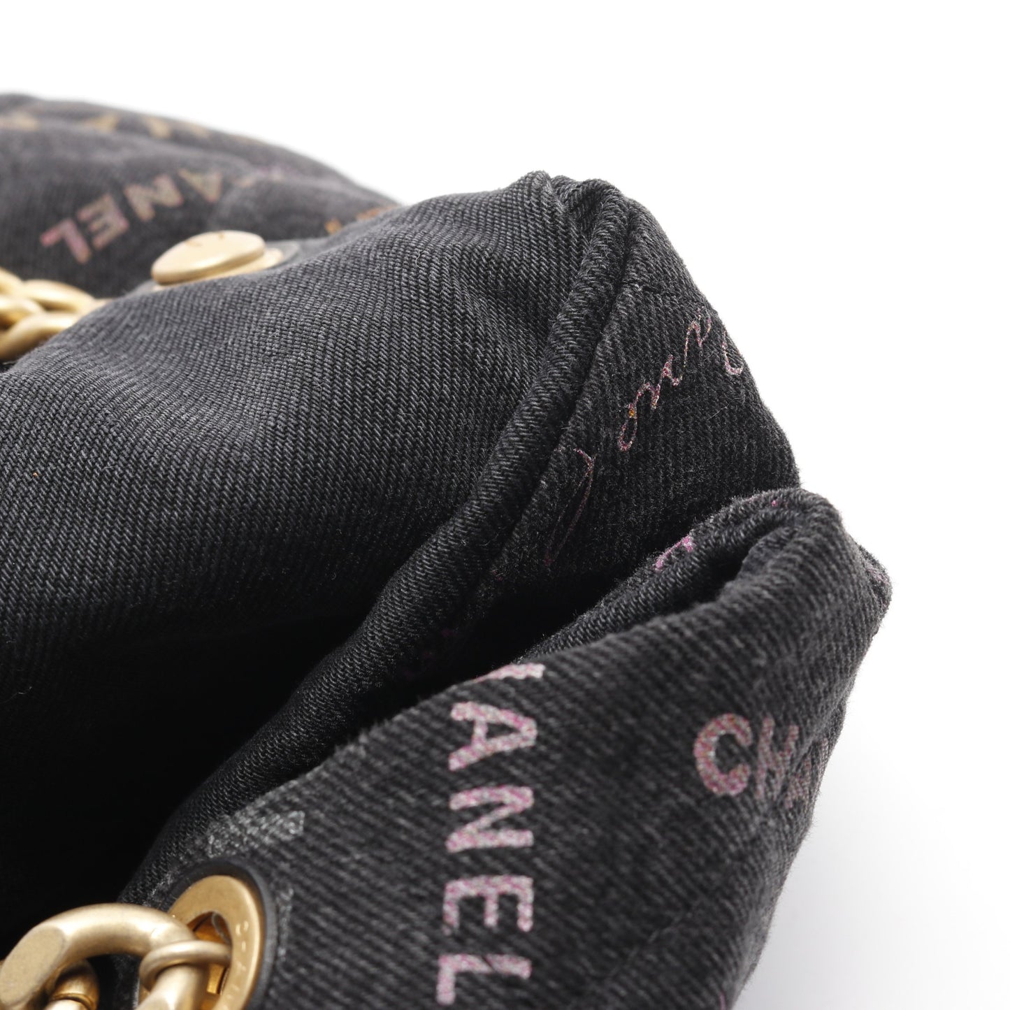 マトラッセ ホーボー ショルダーバッグ デニム ブラック マルチカラー ゴールド金具 シャネル バッグ CHANEL