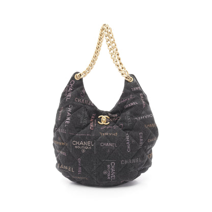 マトラッセ ホーボー ショルダーバッグ デニム ブラック マルチカラー ゴールド金具 シャネル バッグ CHANEL