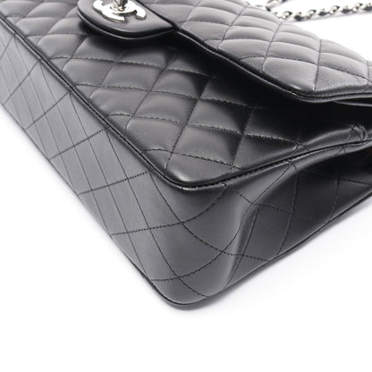 マトラッセ Wフラップ Wチェーンショルダーバッグ ラムスキン ブラック シルバー金具 シャネル バッグ CHANEL
