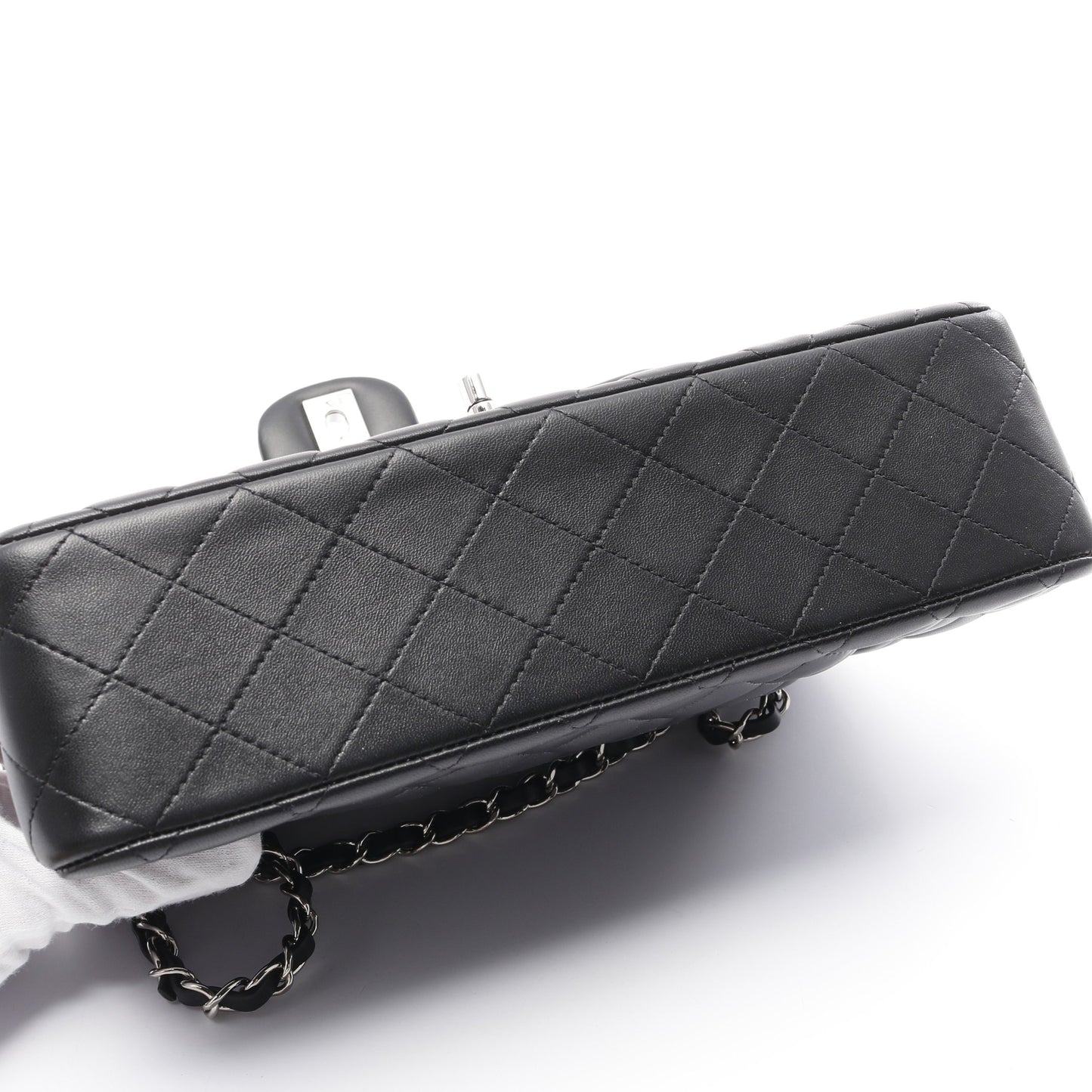 マトラッセ Wフラップ Wチェーンショルダーバッグ ラムスキン ブラック シルバー金具 シャネル バッグ CHANEL