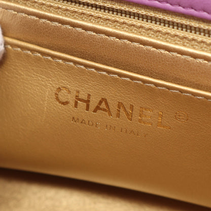 チェーンショルダーバッグ ラムスキン パープル ゴールド金具 シャネル バッグ CHANEL