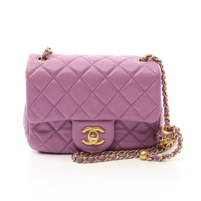 チェーンショルダーバッグ ラムスキン パープル ゴールド金具 シャネル バッグ CHANEL
