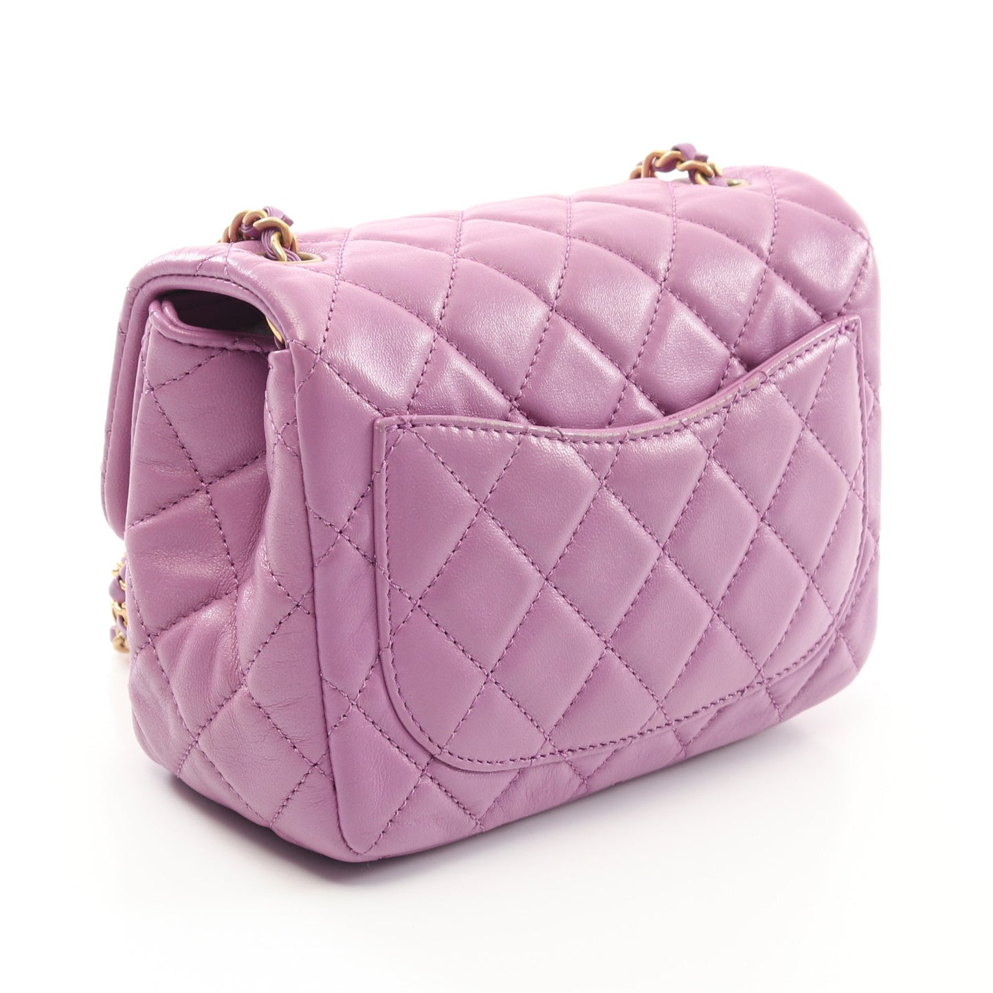 チェーンショルダーバッグ ラムスキン パープル ゴールド金具 シャネル バッグ CHANEL