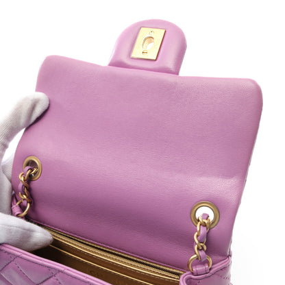 チェーンショルダーバッグ ラムスキン パープル ゴールド金具 シャネル バッグ CHANEL