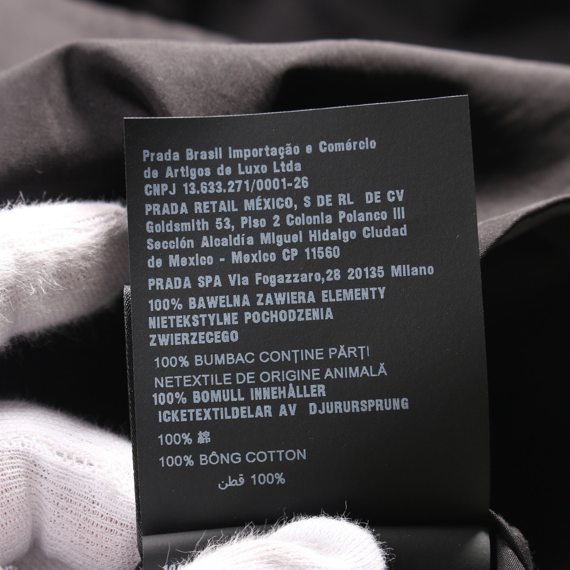 シングルブレスト シャツ コットン ブラック プラダ トップス PRADA