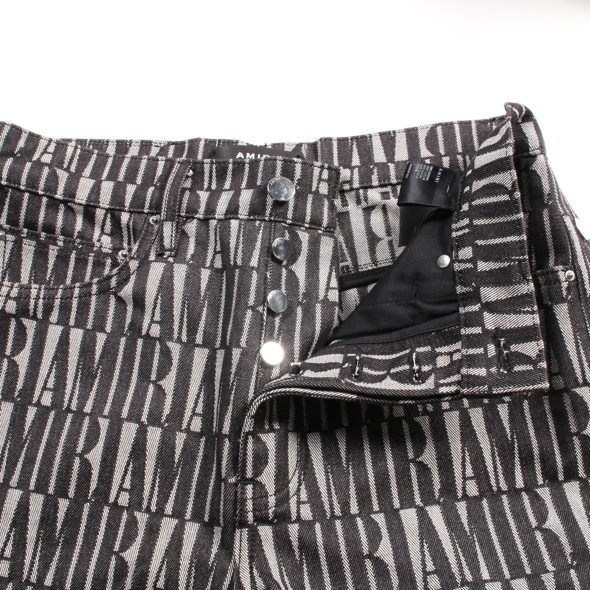 デニムパンツ 総柄 コットン ブラック グレー アミリ ボトムス AMIRI